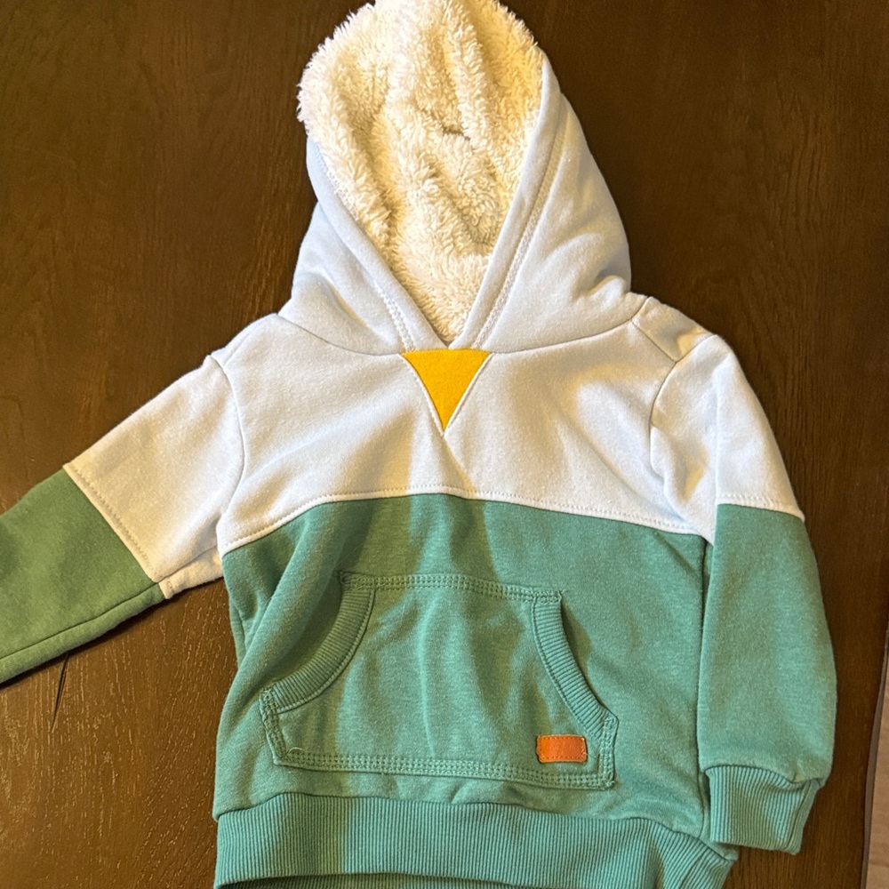 7 For All Mankind Green and White Kids Hoodie